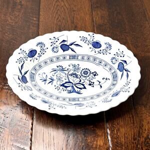 Vintage J&G Meakin Blue Nordic Oval Serving Bowl | Blue & White Transferware